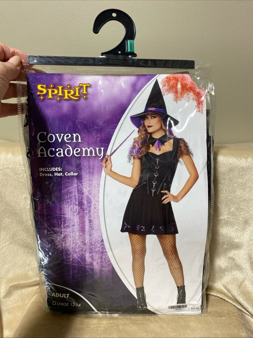 Spirit Coven Academy Adult Witch
Costume Black Dress Hat Collar Size L (12-14)